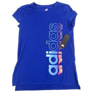 Adidas top with multi color logo